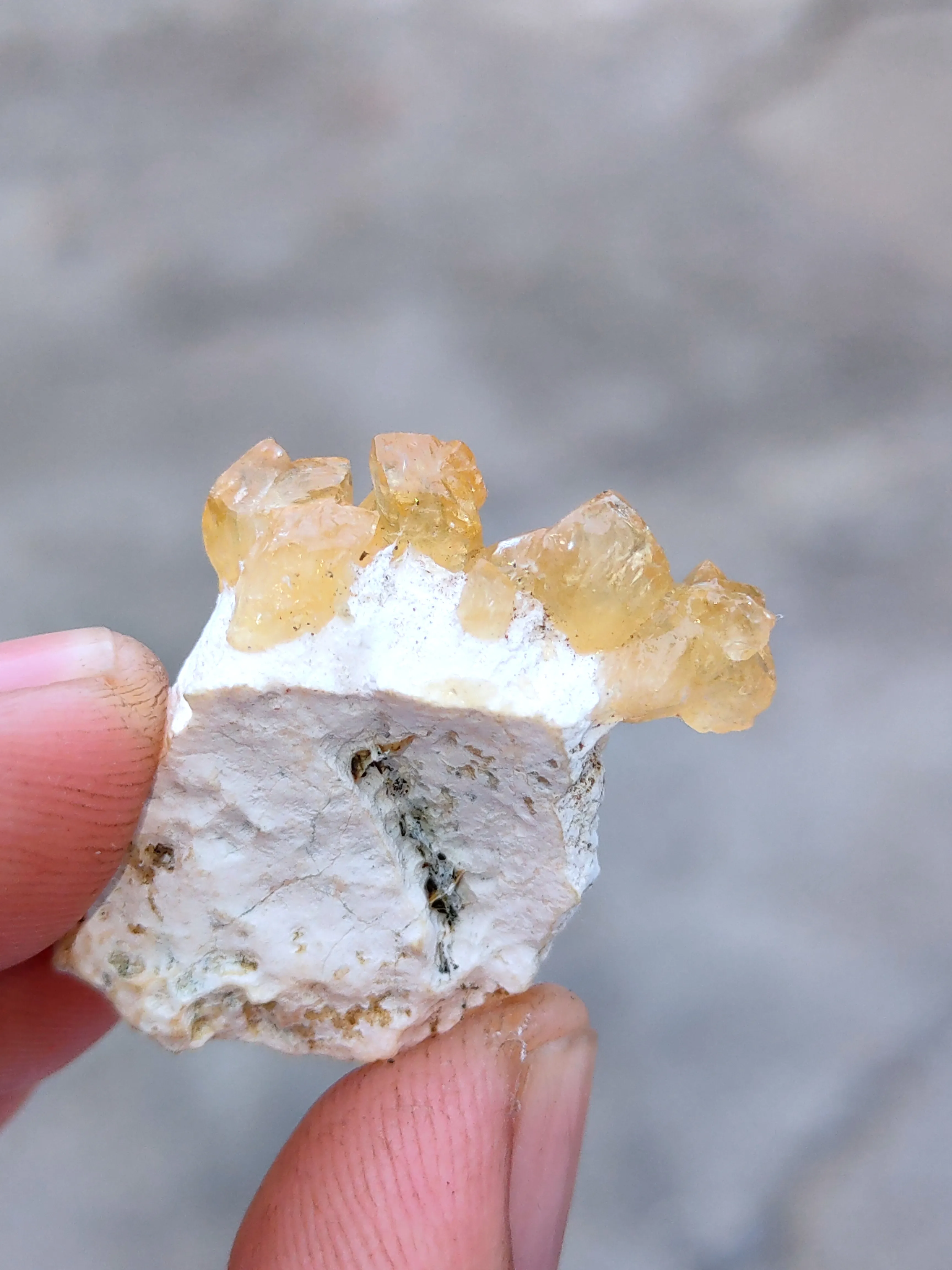 Honey calcite on Okenite. - image 3