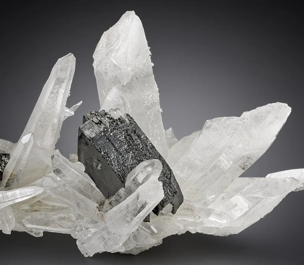Hübnerite on Quartz - image 2