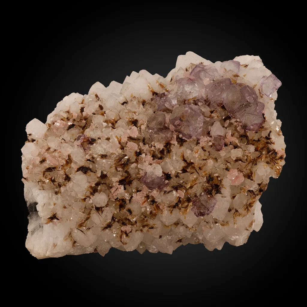 Hubnerite, Quartz, Rhodochrosite, Fluorite image