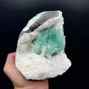 Huge Deep Green Apophyllite Flower on Snow-White Mordenite Matrix | Rare Indian Mineral Specimen DK145. - image 3