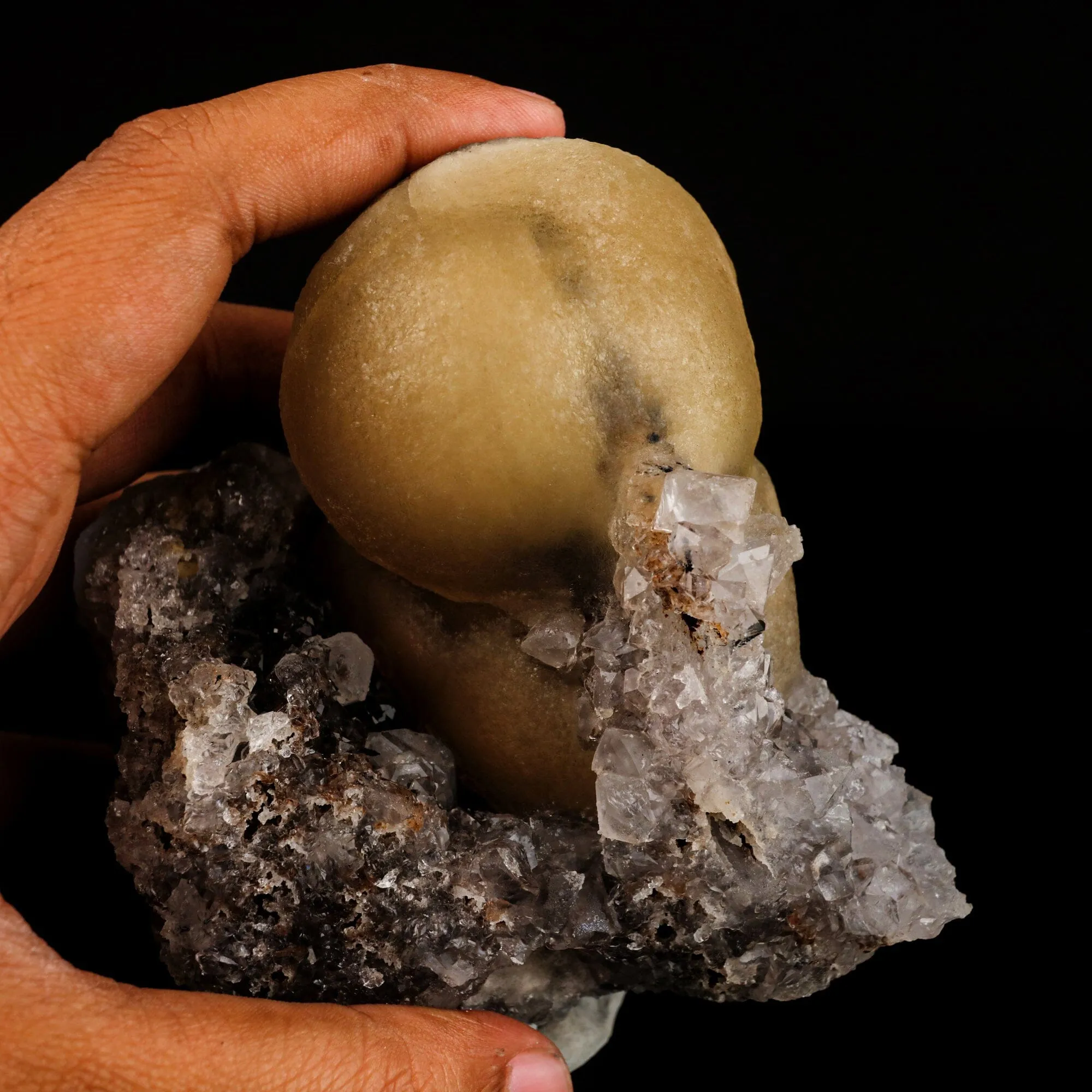 Huge Fluorite ball on Amethyst Natural Mineral Specimen - image 4