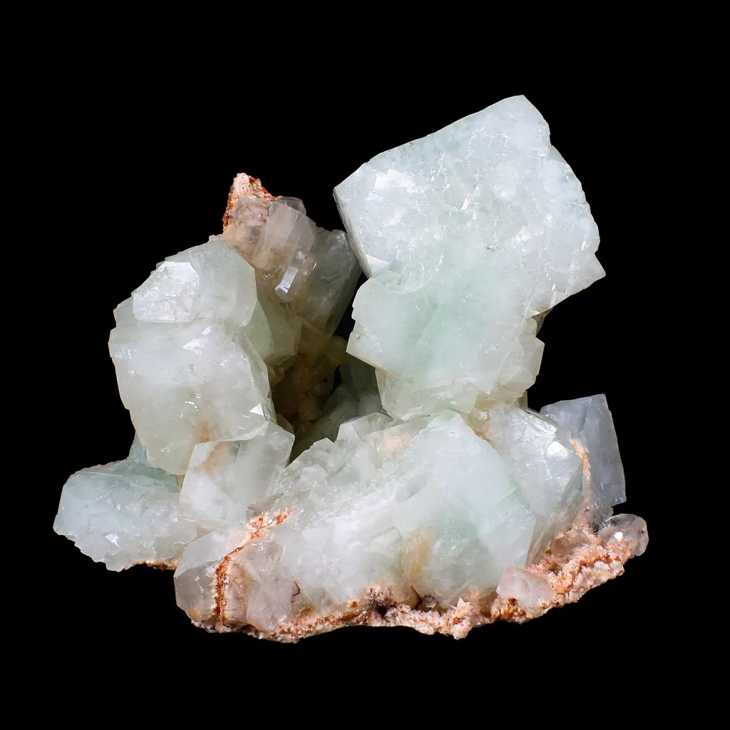 Huge Green Apophyllite Cubes with Heulandite – Freestanding Natural Mineral Specimen from Nashik image