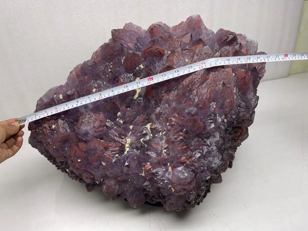 Huge Pointed Amethyst Red Color Crystals With Iron Hematite Specimen