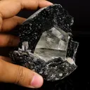 Huge Rainbow Calcite with Black Chalcedony Natural Mineral Specimen - image 4