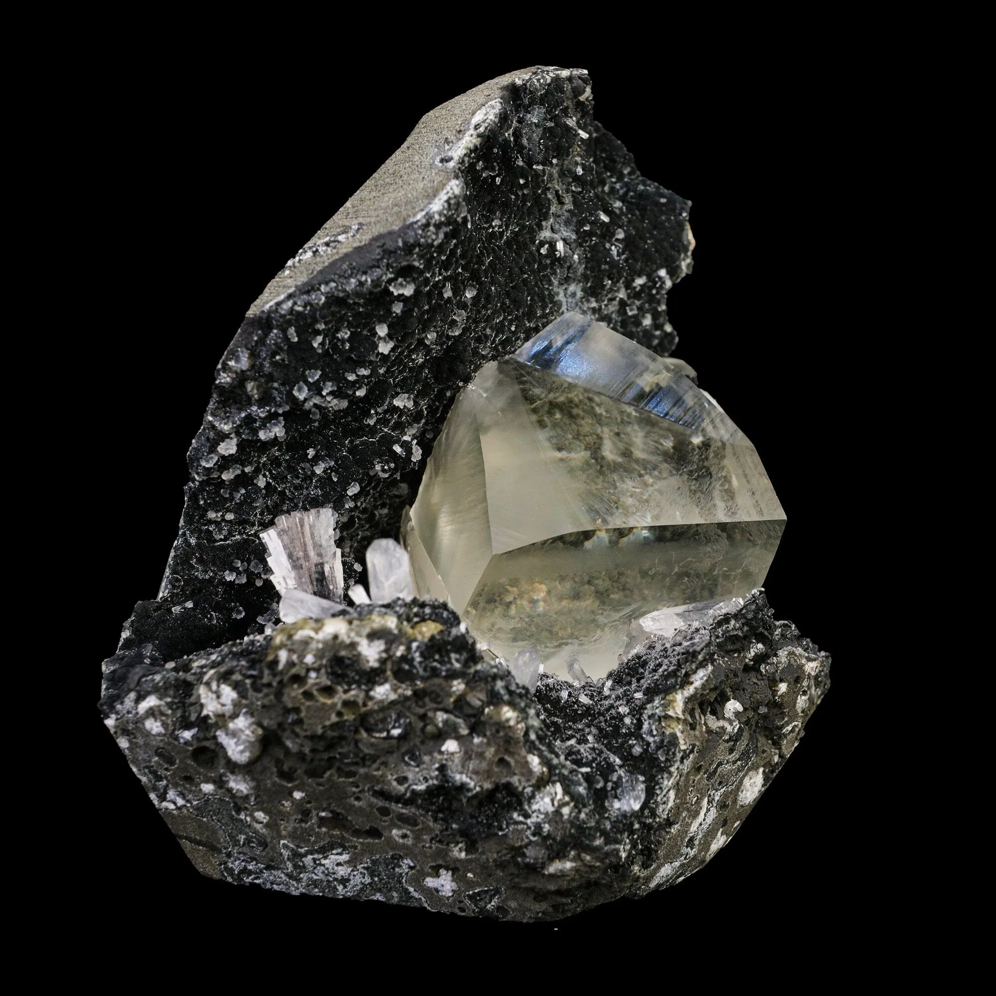 Huge Rainbow Calcite with Black Chalcedony Natural Mineral Specimen - image 3