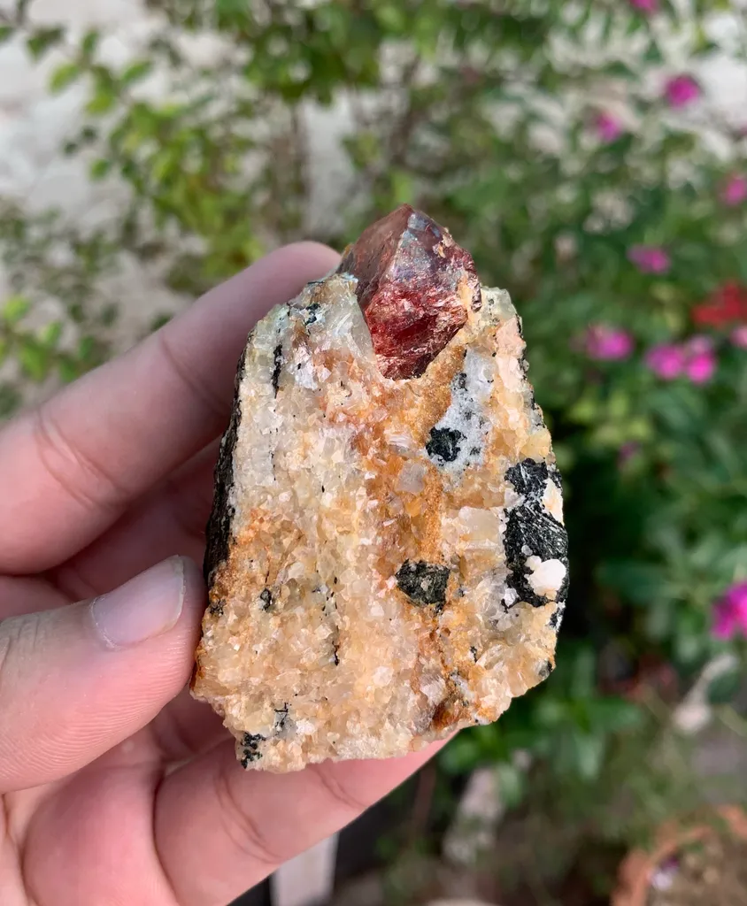 Huge Rare Red Terminated Zircon Specimen from Pakistan image