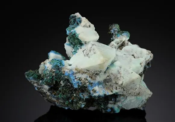 Hydrocerussite on Anglesite with Linarite image