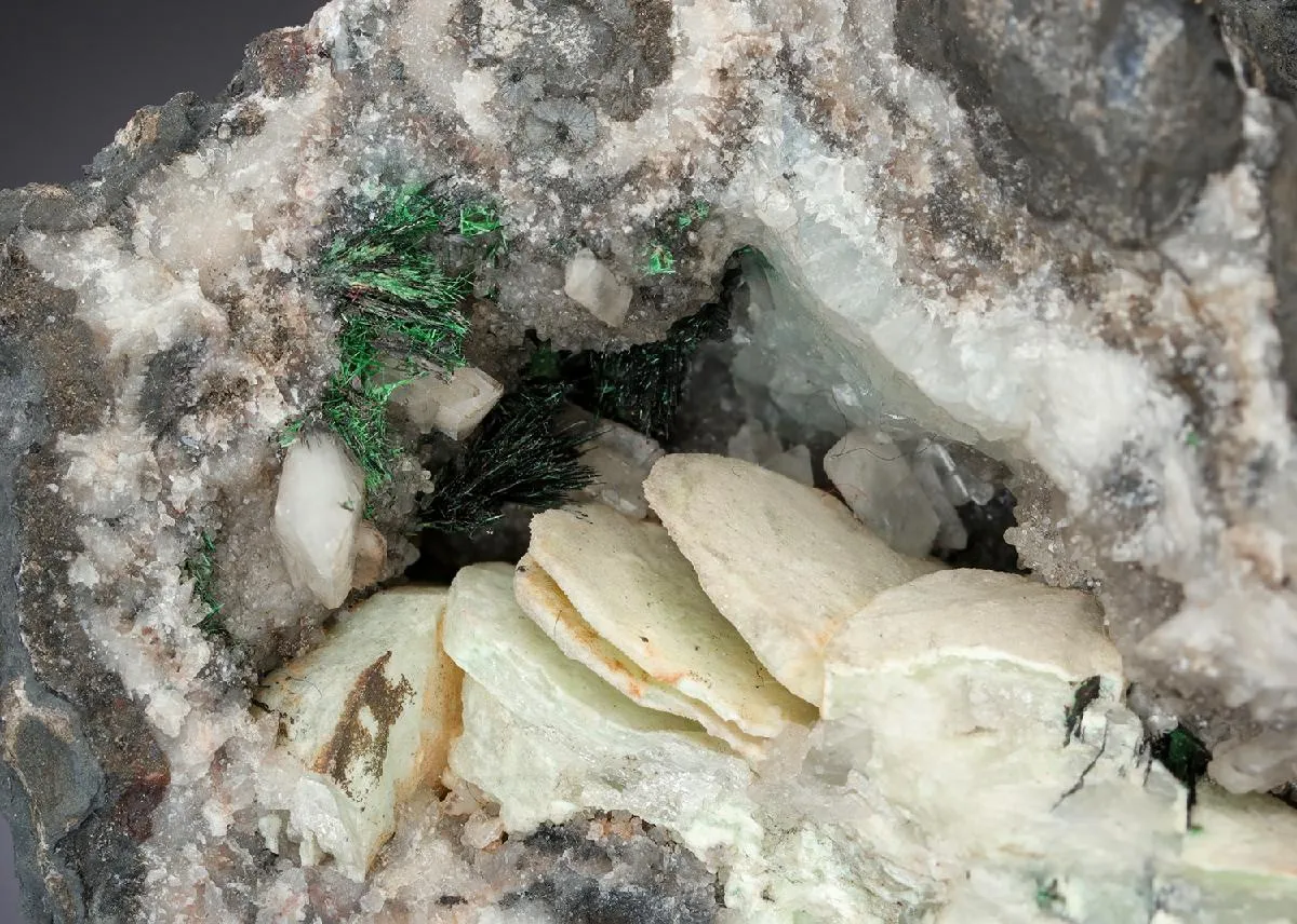 Hydrocerussite with Crednerite and Malachite - image 1