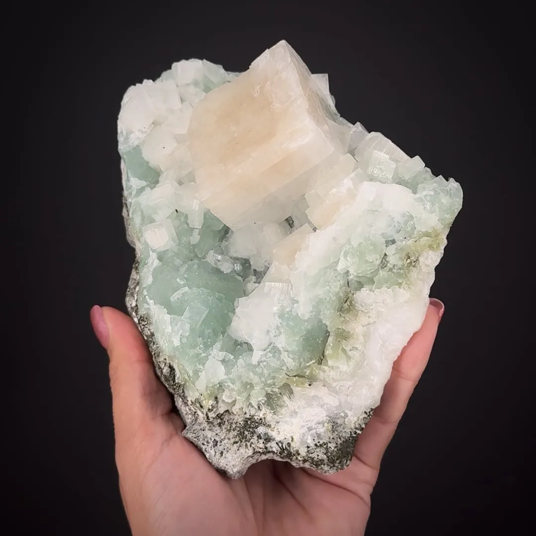 Hydroxyapophyllite-(K) on Prehnite - image 1