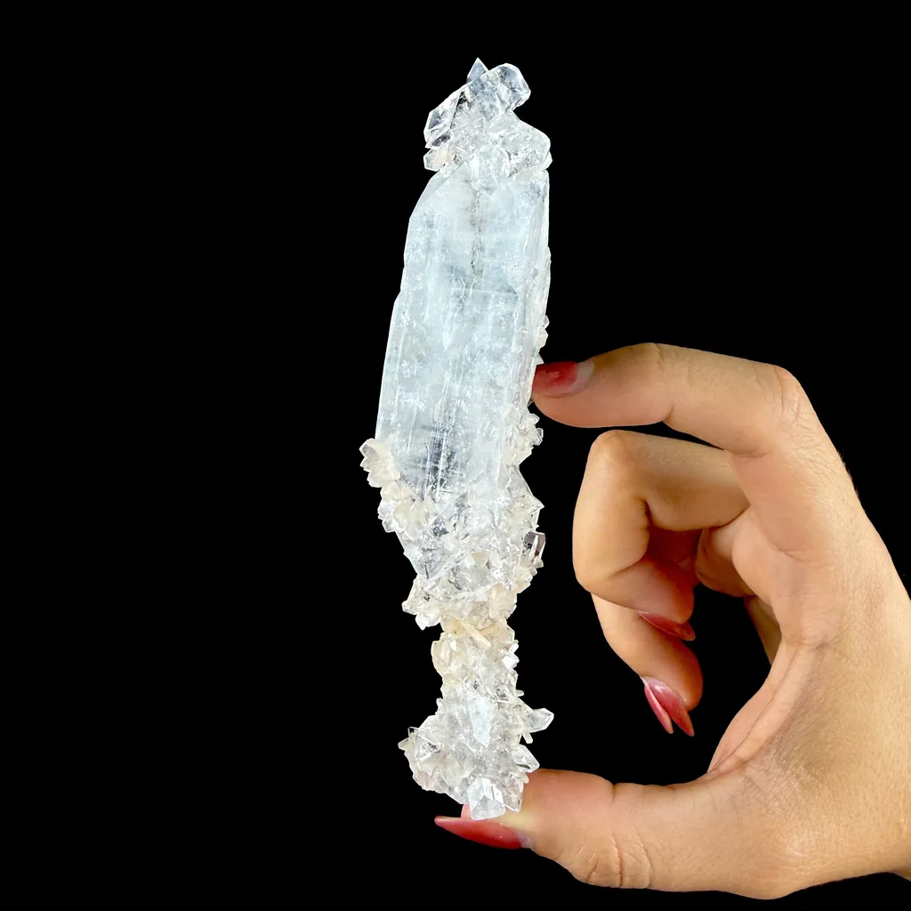 Icy Clear Apophyllite Cluster with Stilbite – Zeolite Mineral from Jalgaon,India image