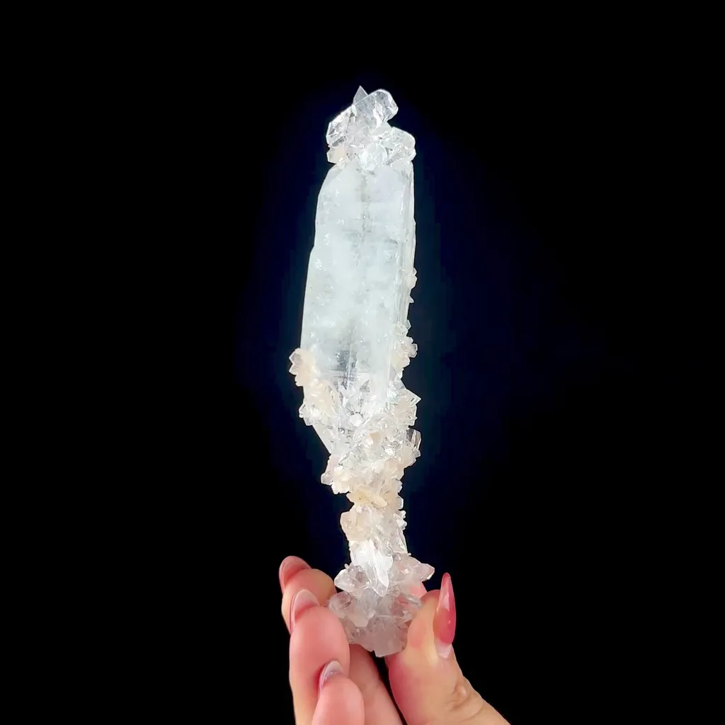 Icy Clear Apophyllite Cluster with Stilbite – Zeolite Mineral from Jalgaon,India - image 2