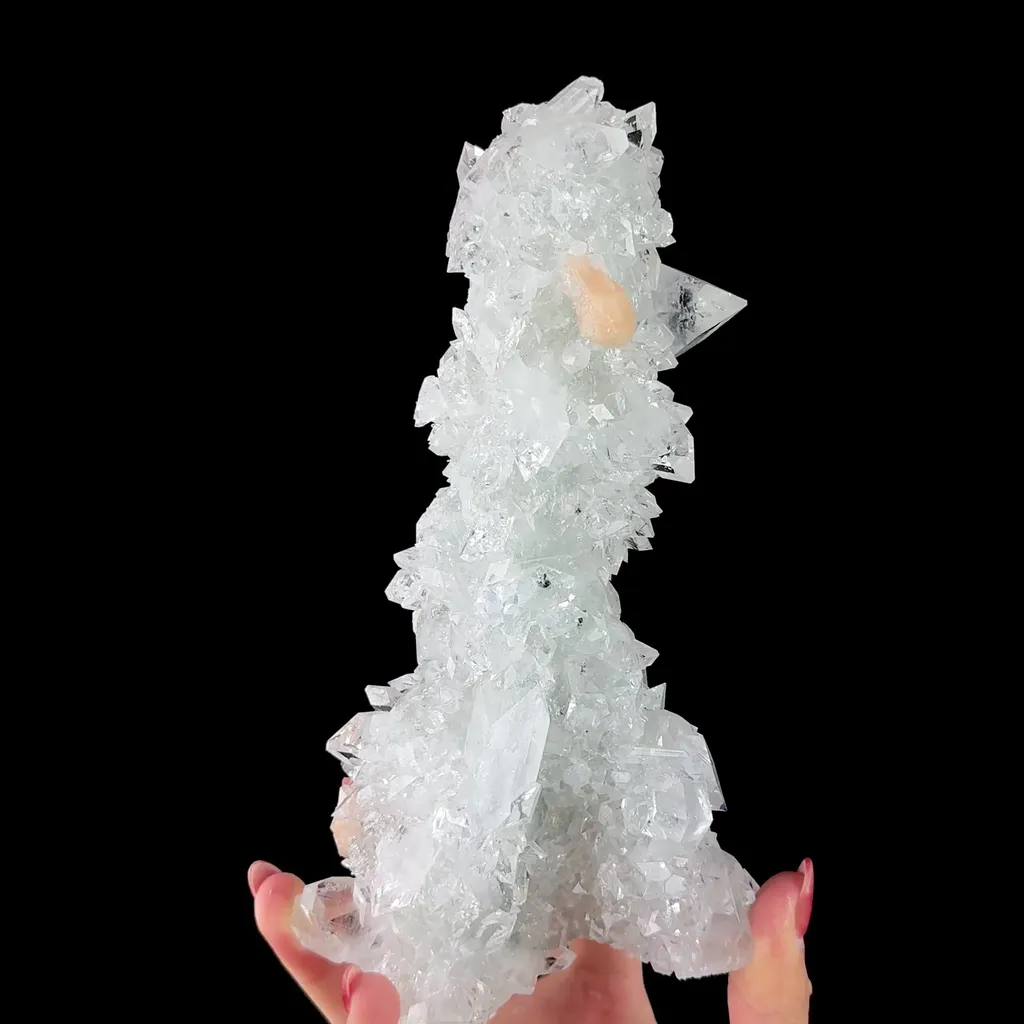 Icy Clear Apophyllite Cluster with Stilbite – Zeolite Mineral from Jalgaon,India image