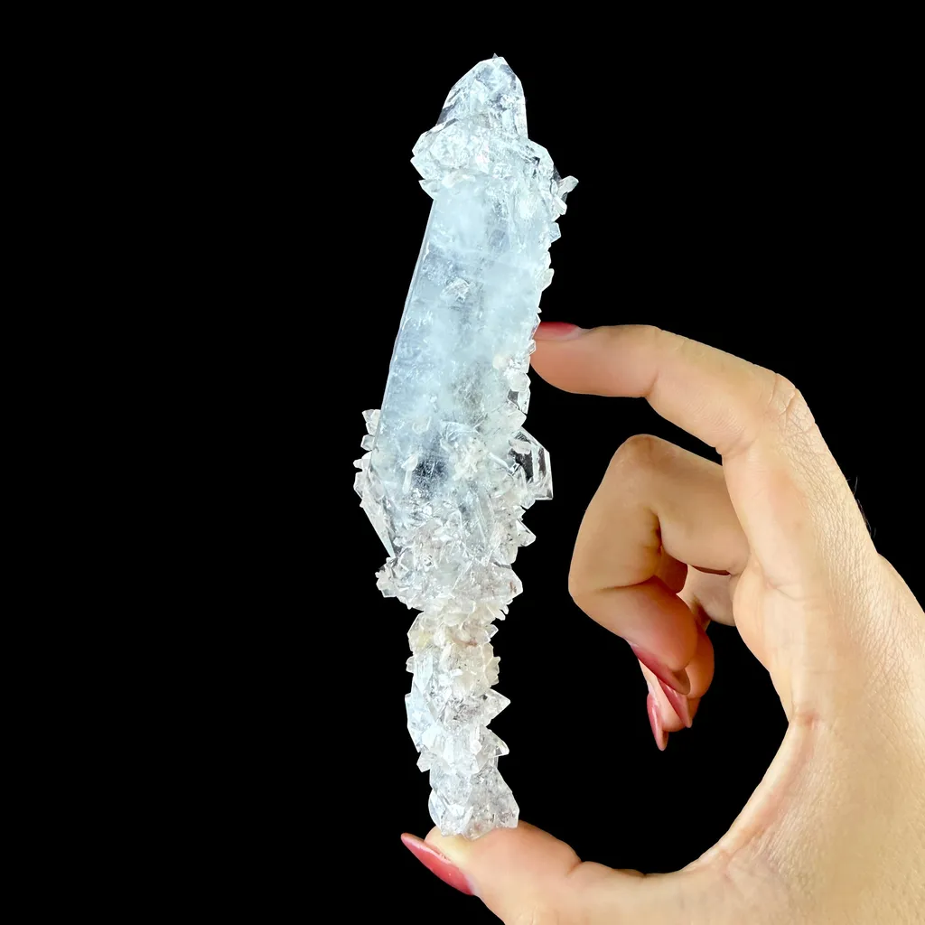 Icy Clear Apophyllite Cluster with Stilbite – Zeolite Mineral from Jalgaon,India - image 3