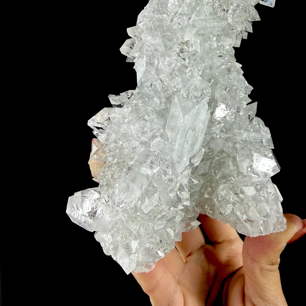 Icy Clear Apophyllite Cluster with Stilbite – Zeolite Mineral from Jalgaon,India - image 6