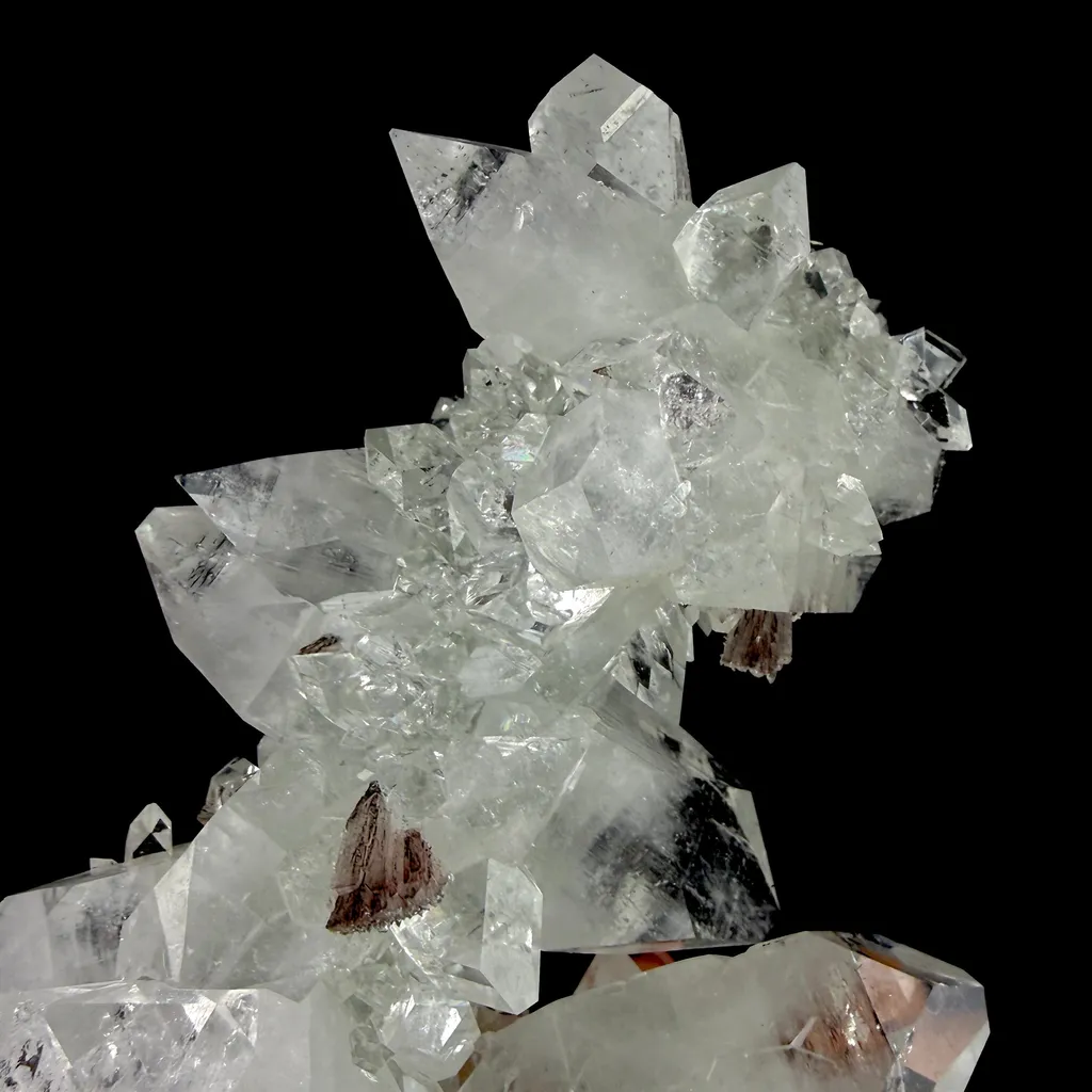 Icy Clear Apophyllite Crystals with Heulandite – Indian Zeolite Specimen from Jalgaon - image 5
