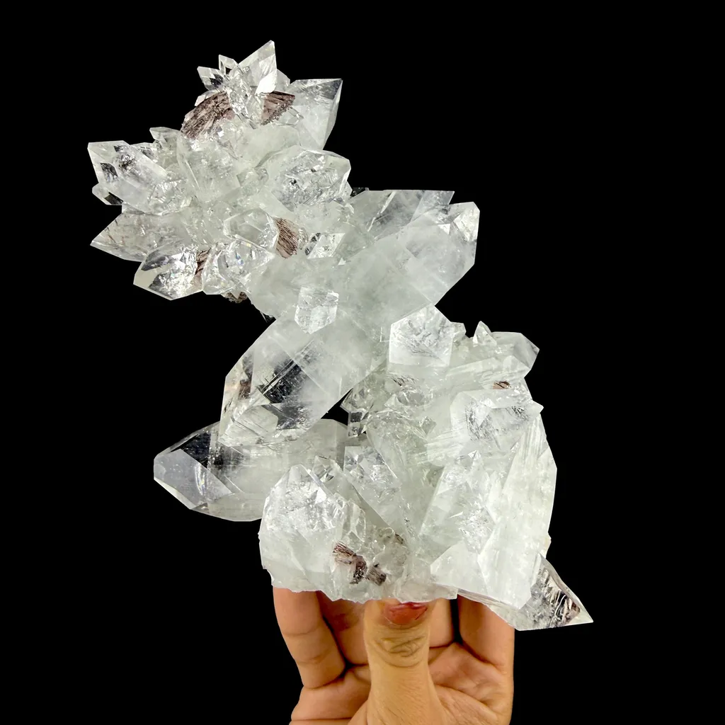 Icy Clear Apophyllite Crystals with Heulandite – Indian Zeolite Specimen from Jalgaon image