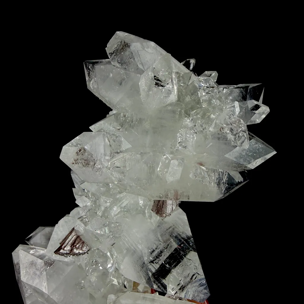 Icy Clear Apophyllite Crystals with Heulandite – Indian Zeolite Specimen from Jalgaon - image 6