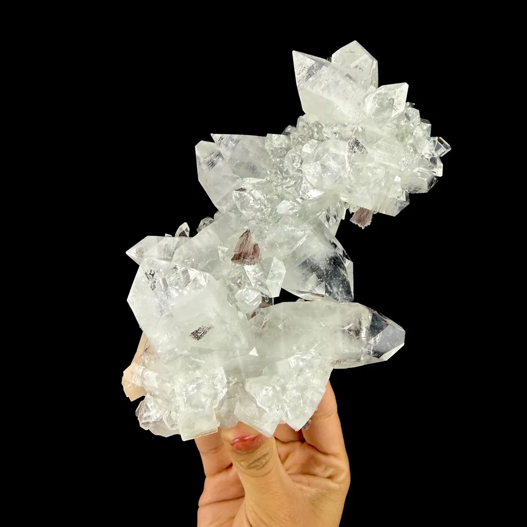 Icy Clear Apophyllite Crystals with Heulandite – Indian Zeolite Specimen from Jalgaon - image 4