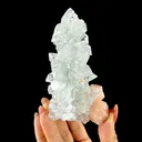 Icy Clear Apophyllite Pyramid Cluster with Stilbite – Zeolite Mineral Specimen from Jalgaon,India - image 1