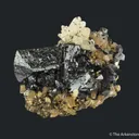 Ilvaite, Calcite, Quartz on Hedenbergite - image 4