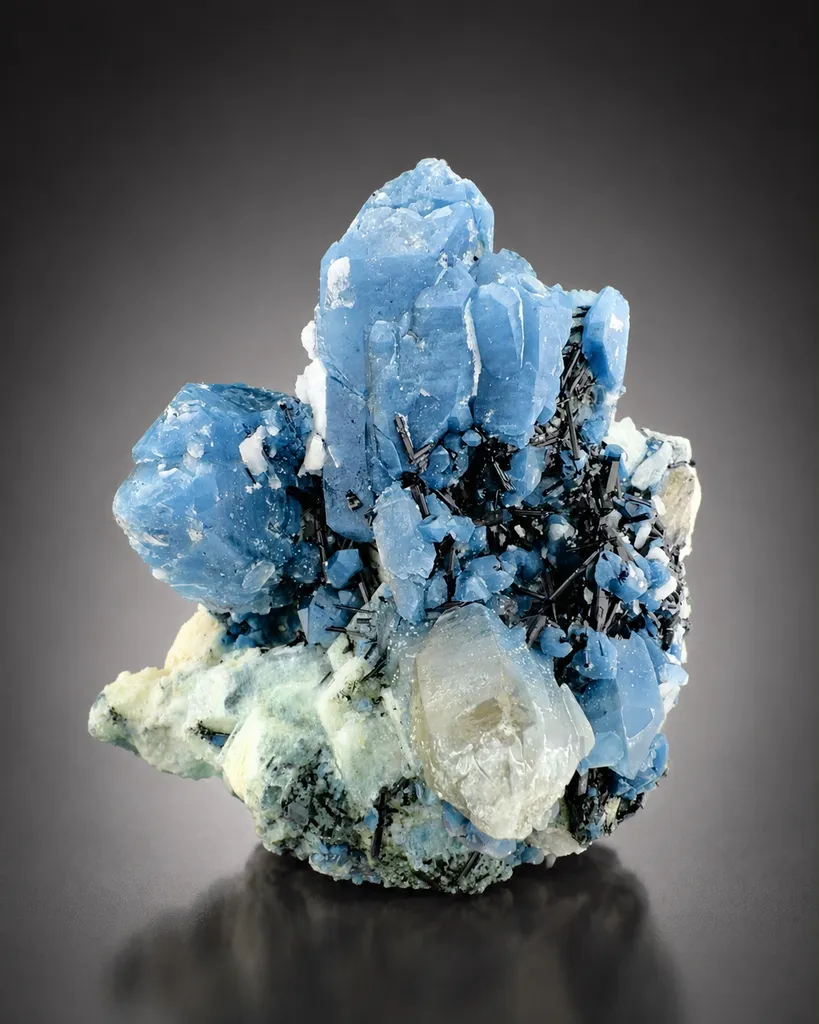 Indicolite Quartz with Schorl Tourmaline from Afghanistan, Nuristan - image 3