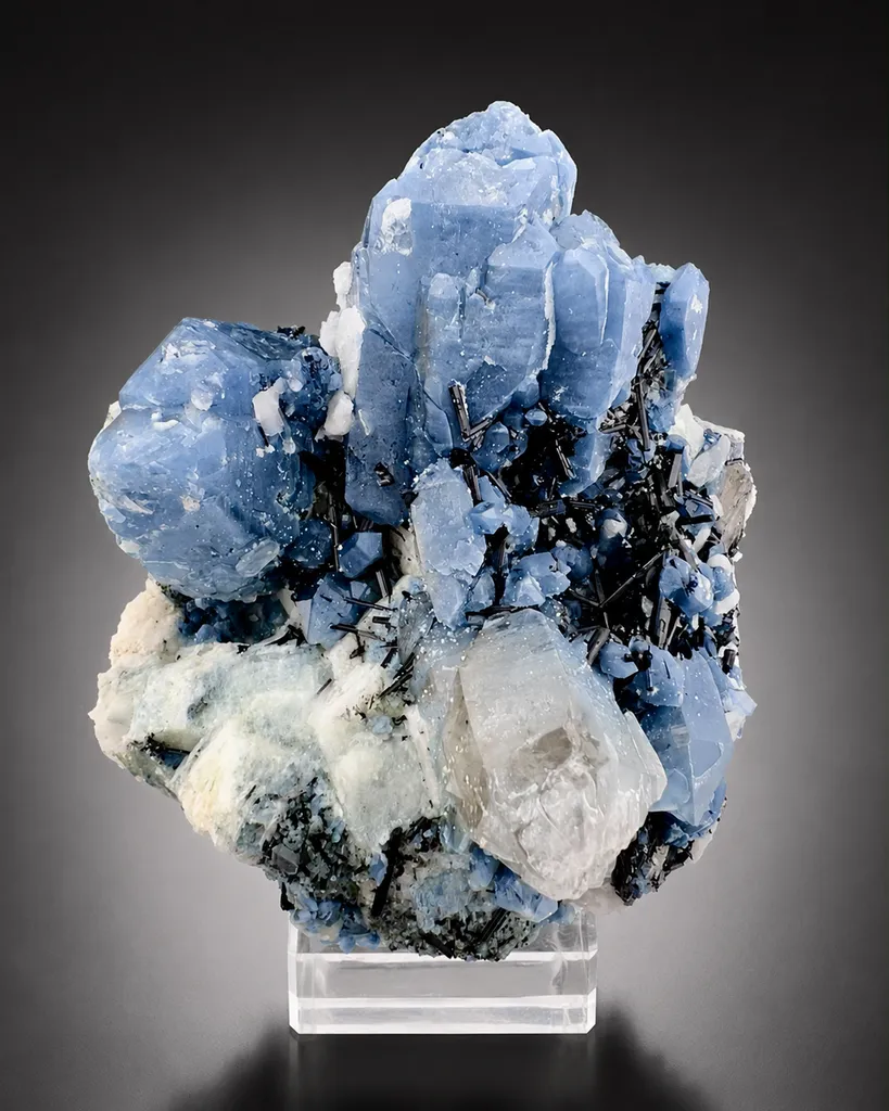 Indicolite Quartz with Schorl Tourmaline from Afghanistan, Nuristan image