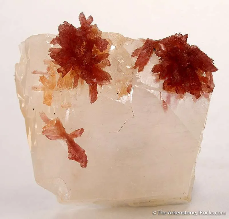 Inesite on Calcite With Orange Prehnite image