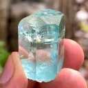 Ink Blue Aquamarine Crystal | Diamond Cut Blue Beryl with Phantom Clouds and Rainbow Inclusions - image 10