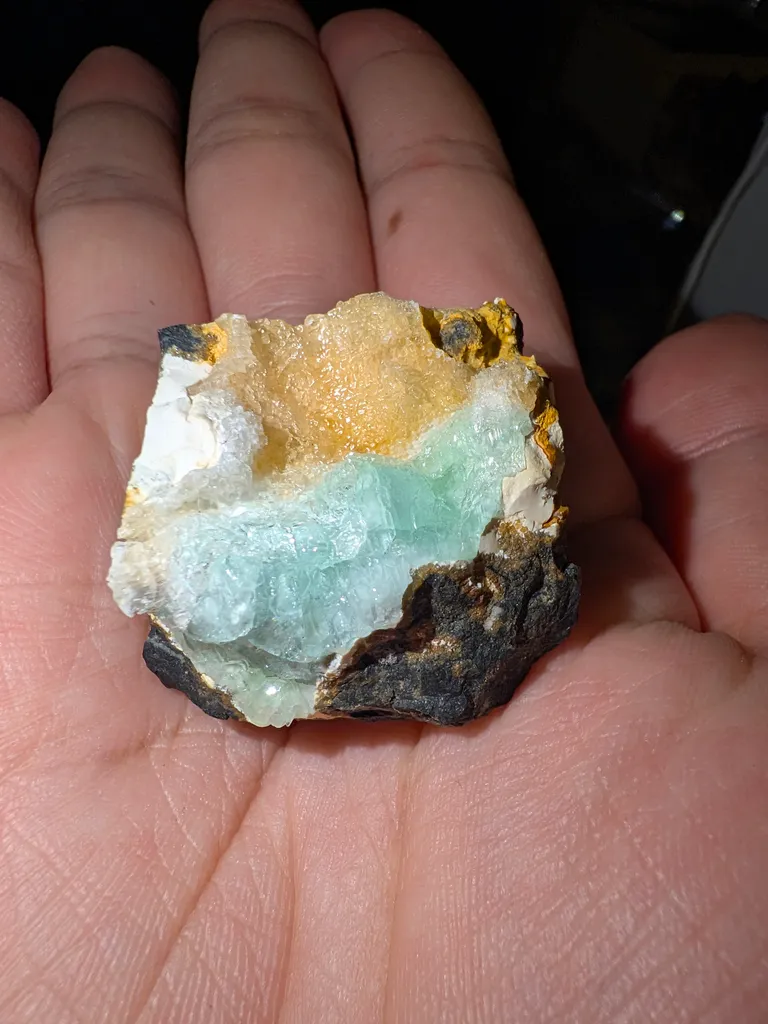 Iran, Kushk Mine — Phosphophyllite, Wavellite & Gypsum | 44.4 g image