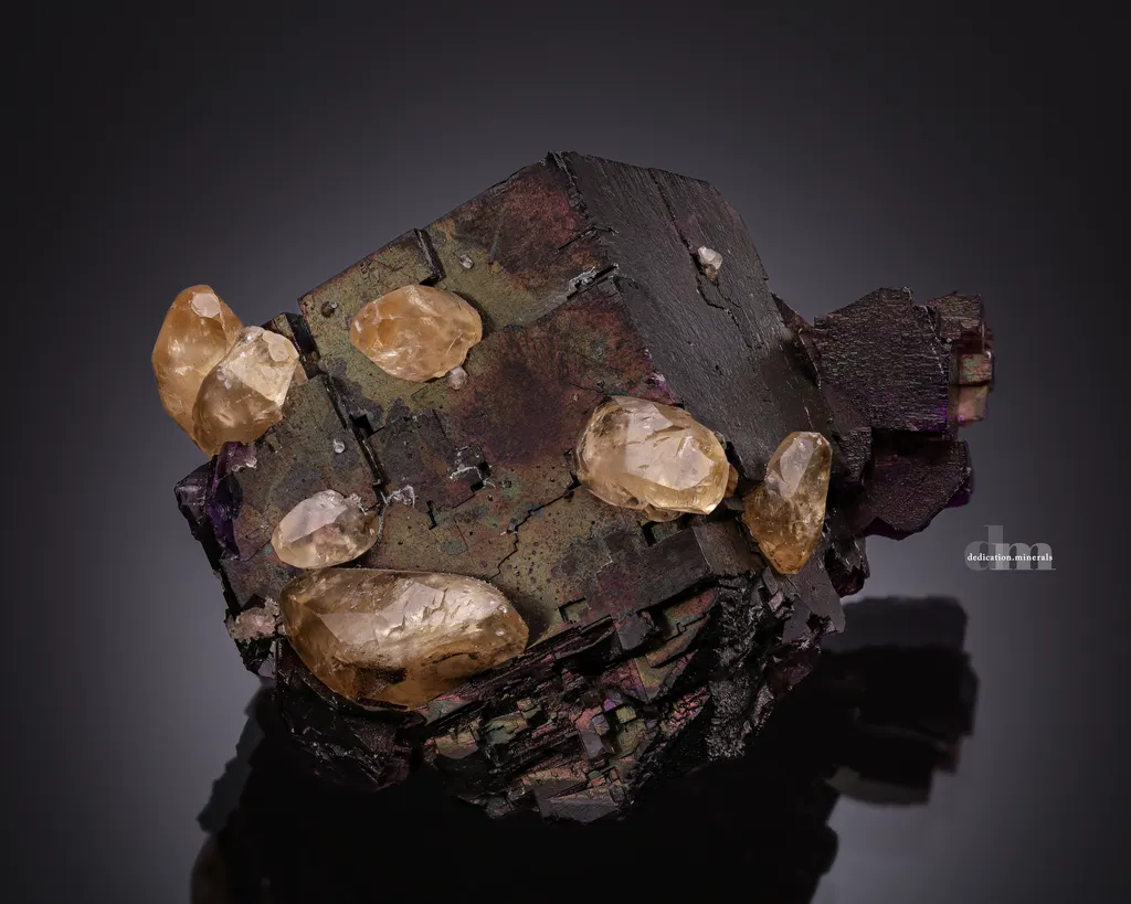 Iridescent Illinois Fluorite with Calcite image