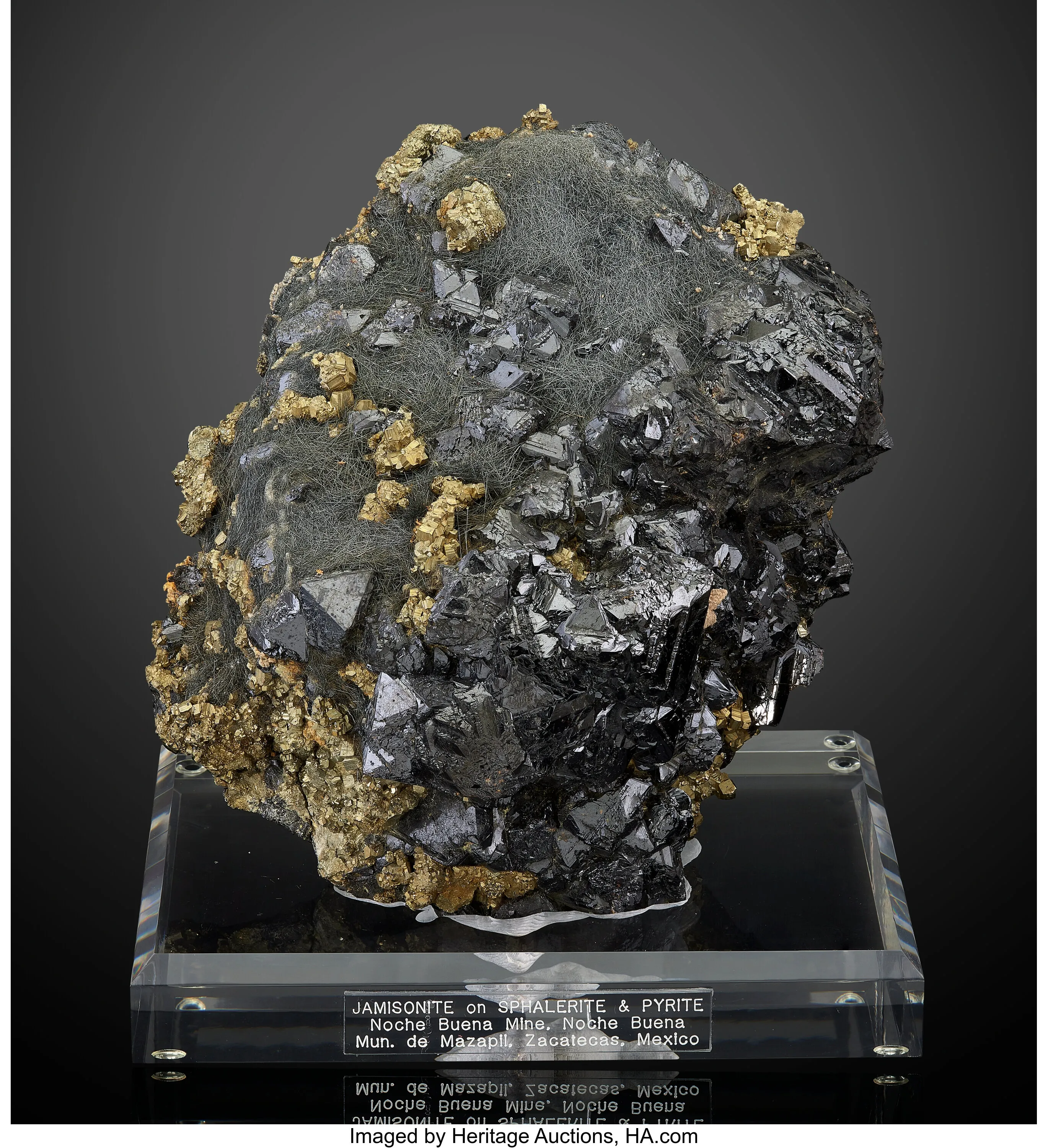 Jamesonite on Sphalerite and Pyrite - image 1