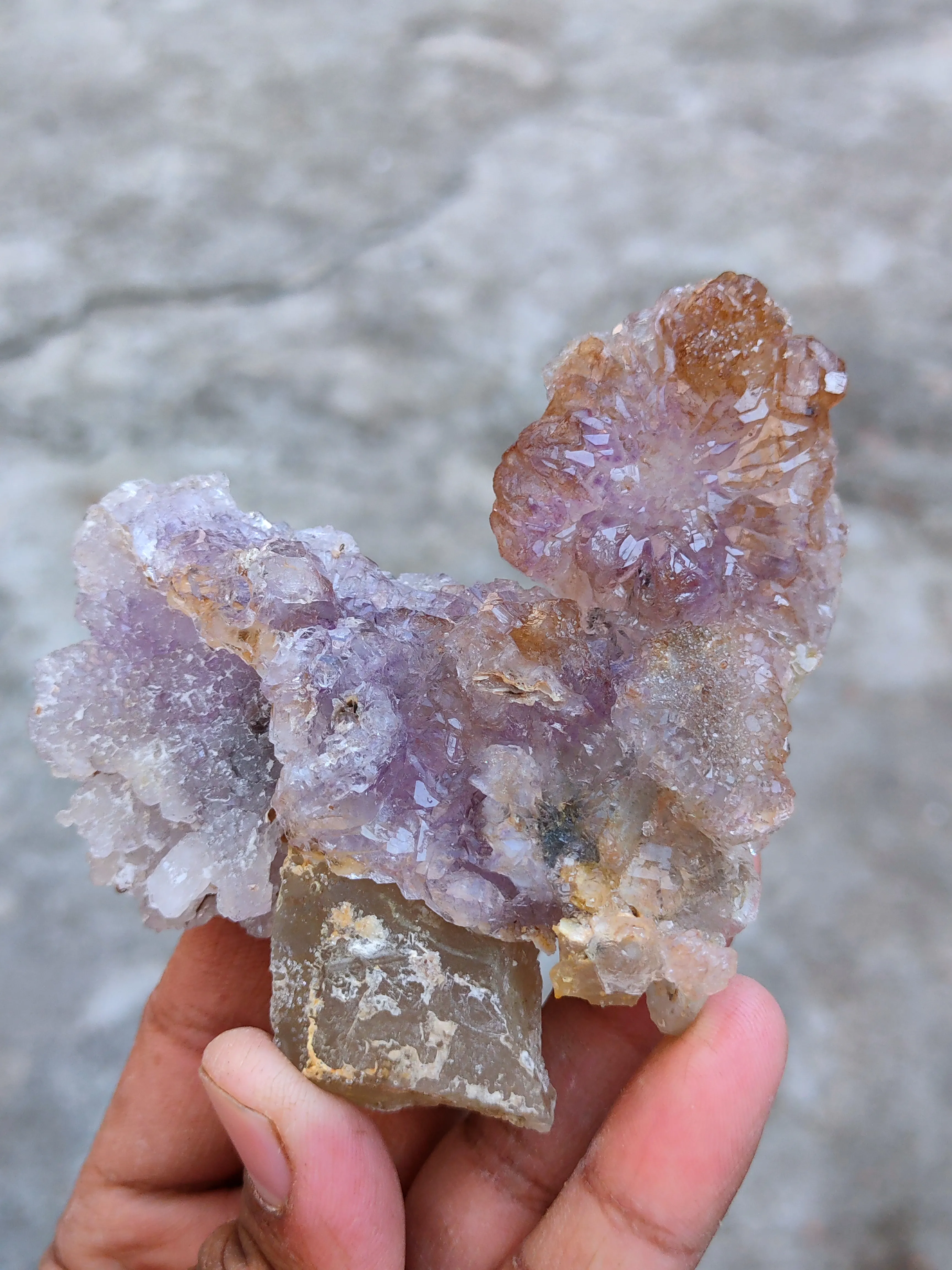 Karur Amethyst Flower on Quartz  Specimen - image 3