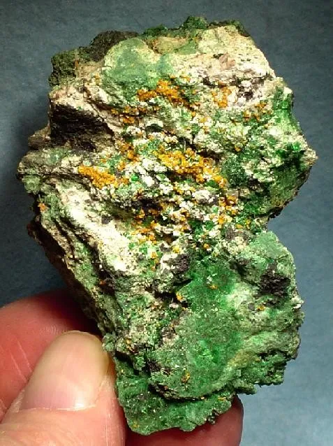 Kasolite, Torbernite, Malachite image