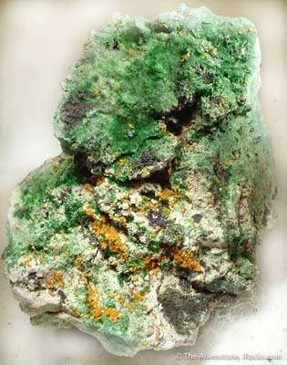 Kasolite With Metatorbernite and Malachite image