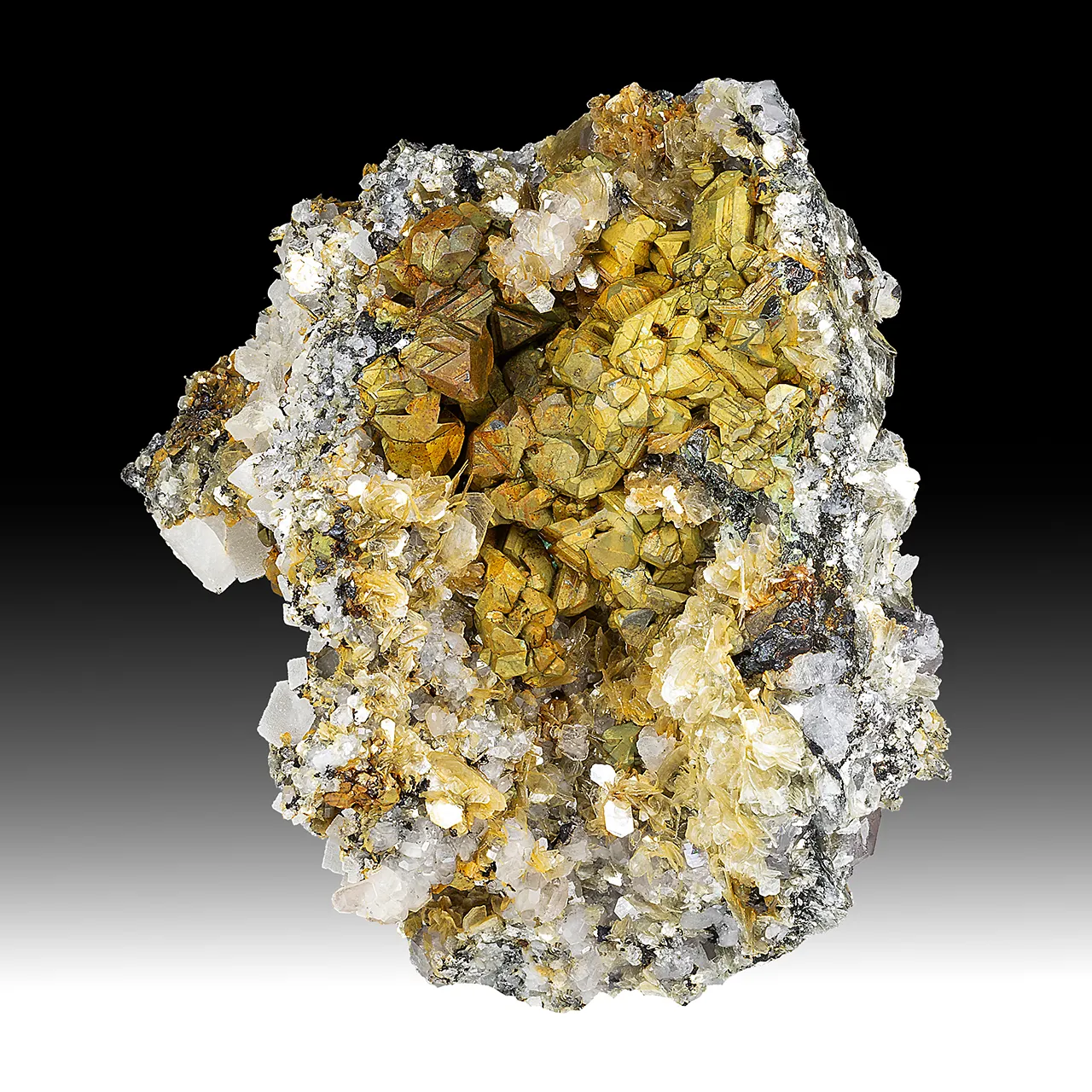 Kesterite with Mushistonite, Muscovite, Calcite, Fluorapatite - image 1