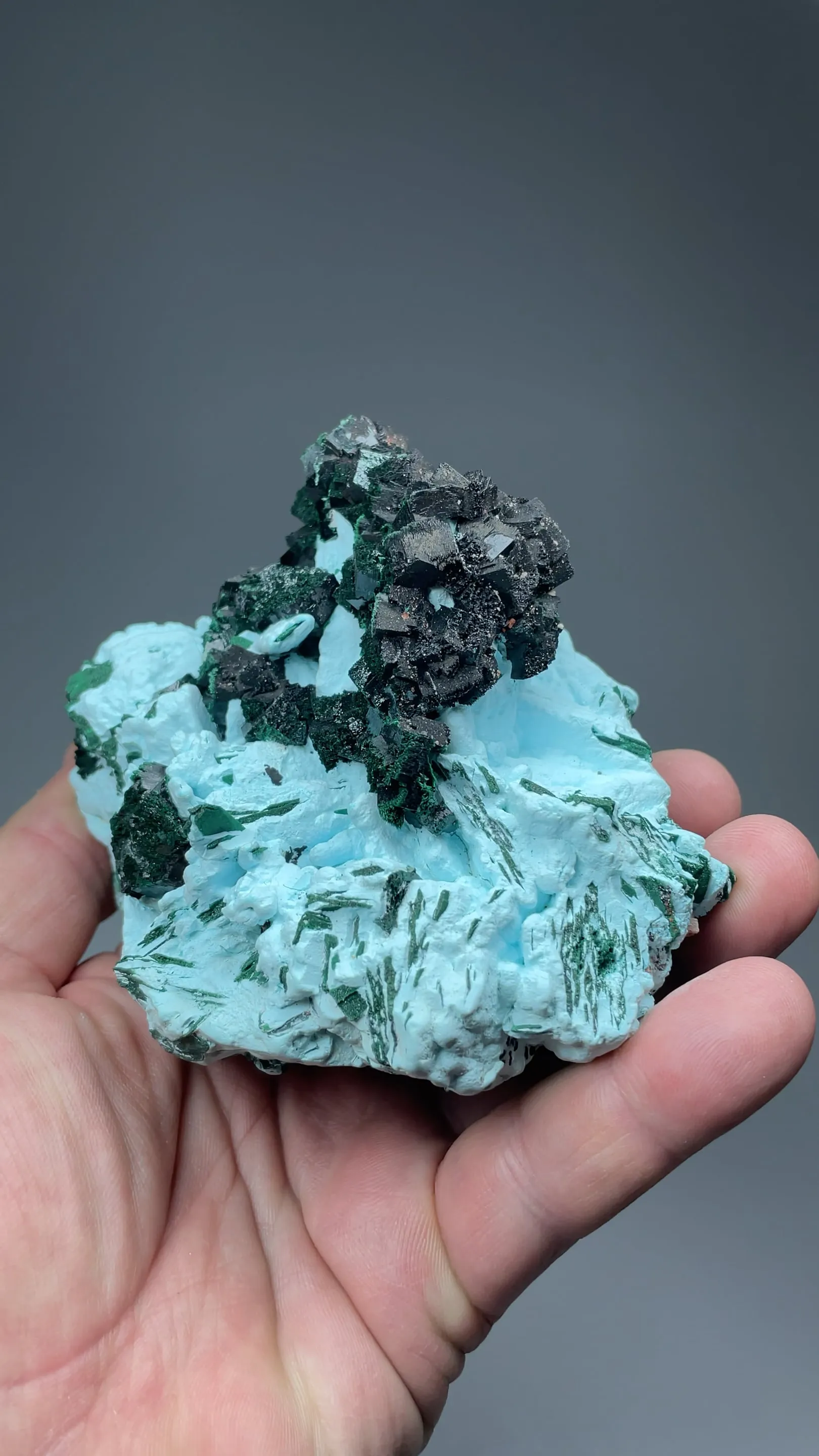 Kolwezite-Malachite after Dolomite with Chrysocolla after Barite - image 2