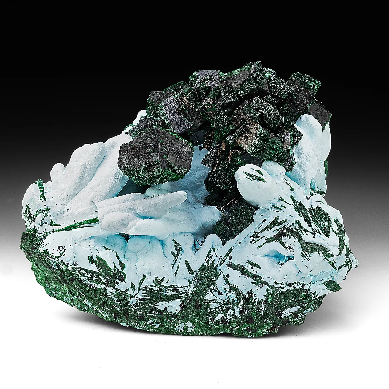 Kolwezite-Malachite after Dolomite with Chrysocolla after Barite - image 1