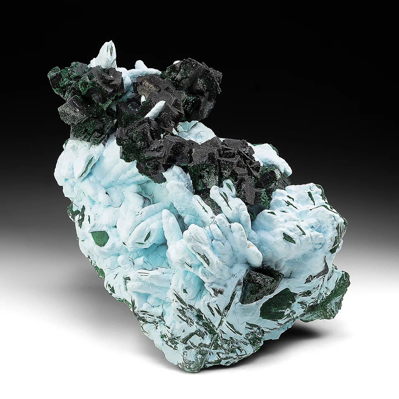 Kolwezite-Malachite after Dolomite with Chrysocolla after Barite - image 1
