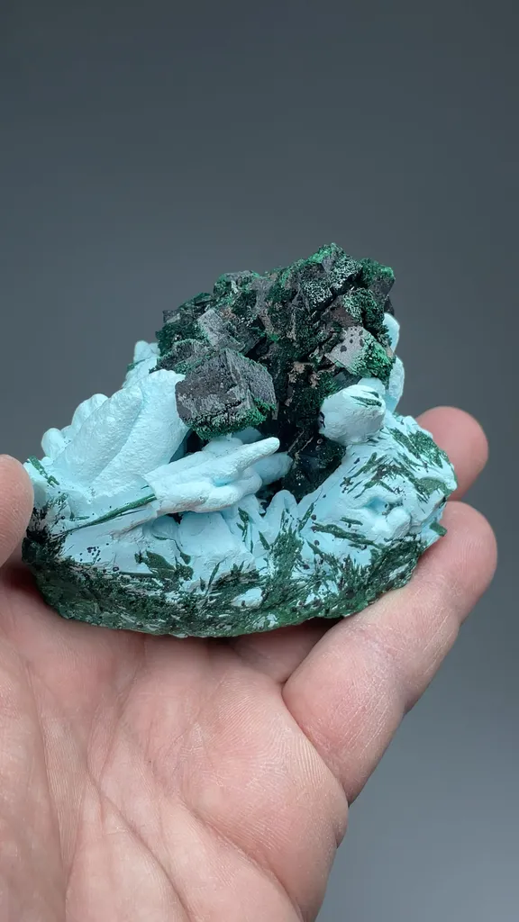 Kolwezite-Malachite after Dolomite with Chrysocolla after Barite - image 2