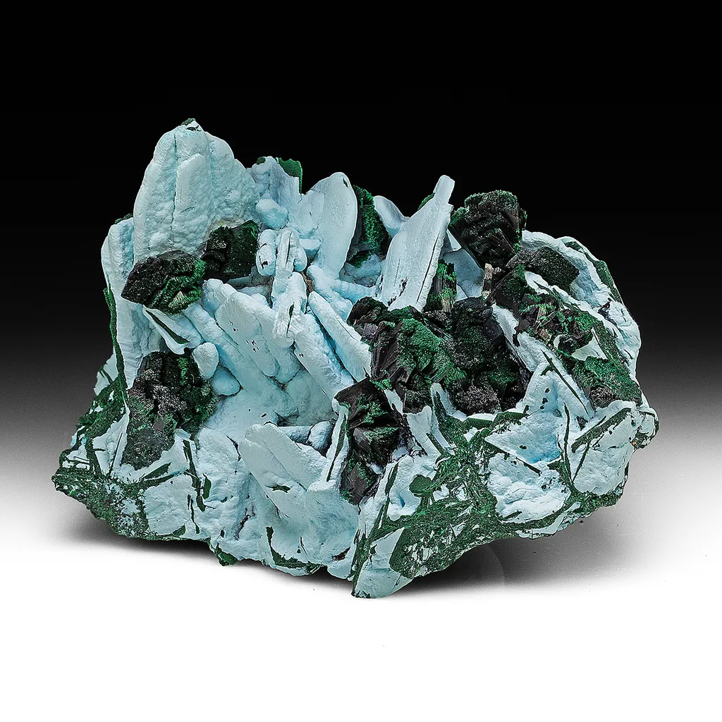 Kolwezite-Malachite after Dolomite with Chrysocolla after Barite image
