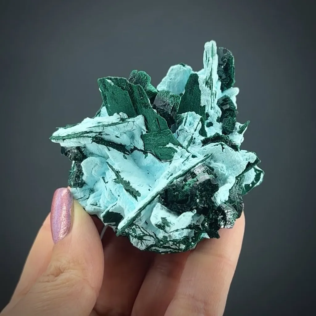 Kolwezite & Malachite ps. Dolomite on Malachite/Chrysocolla ps. Baryte image