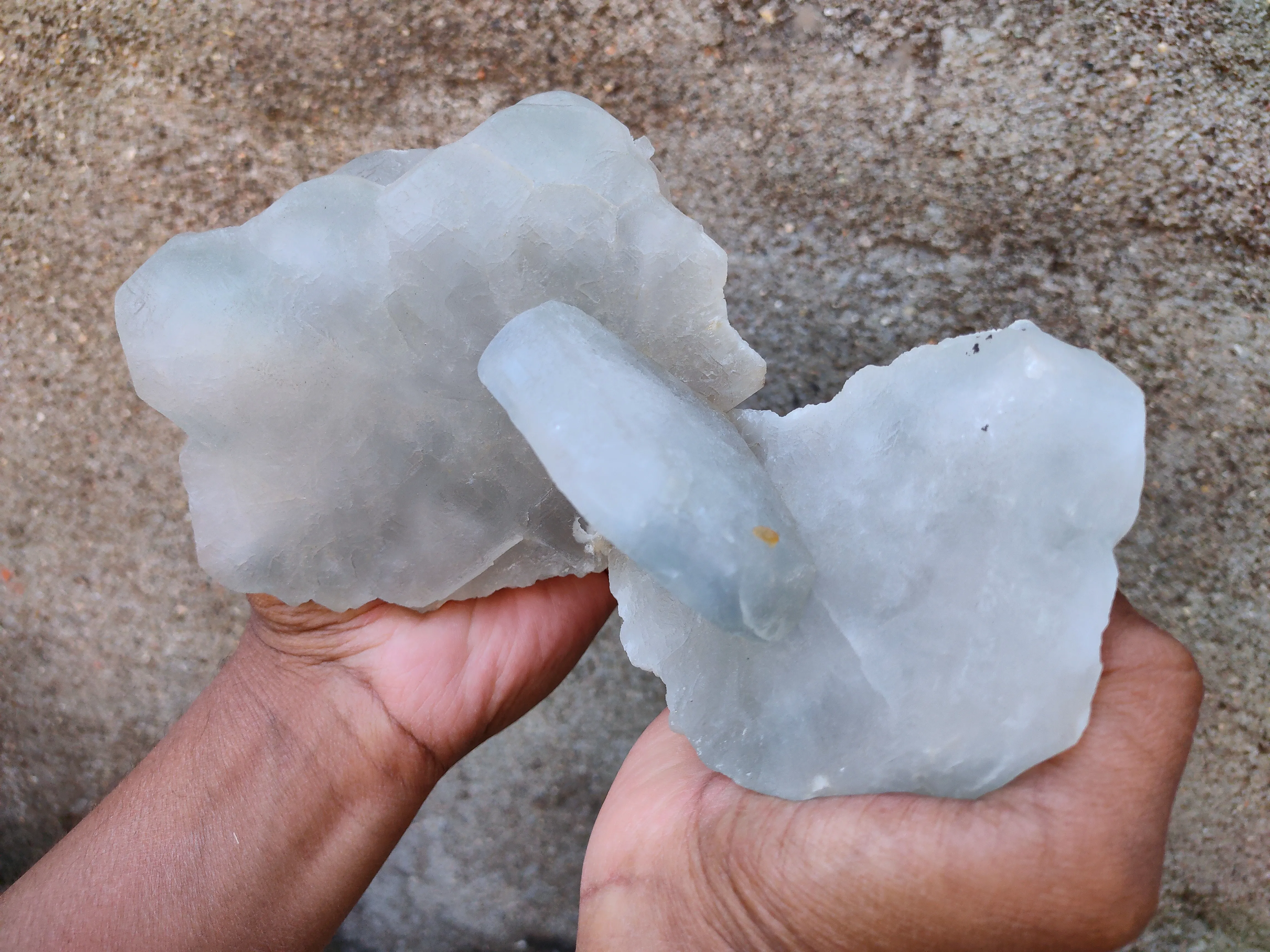 Large Blue Barite with Yellow Calcite. - image 3