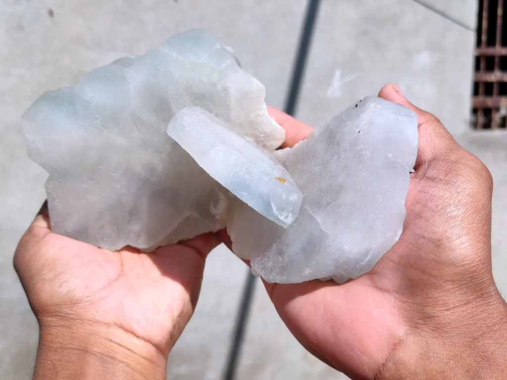 Large Blue Barite with Yellow Calcite. - image 6