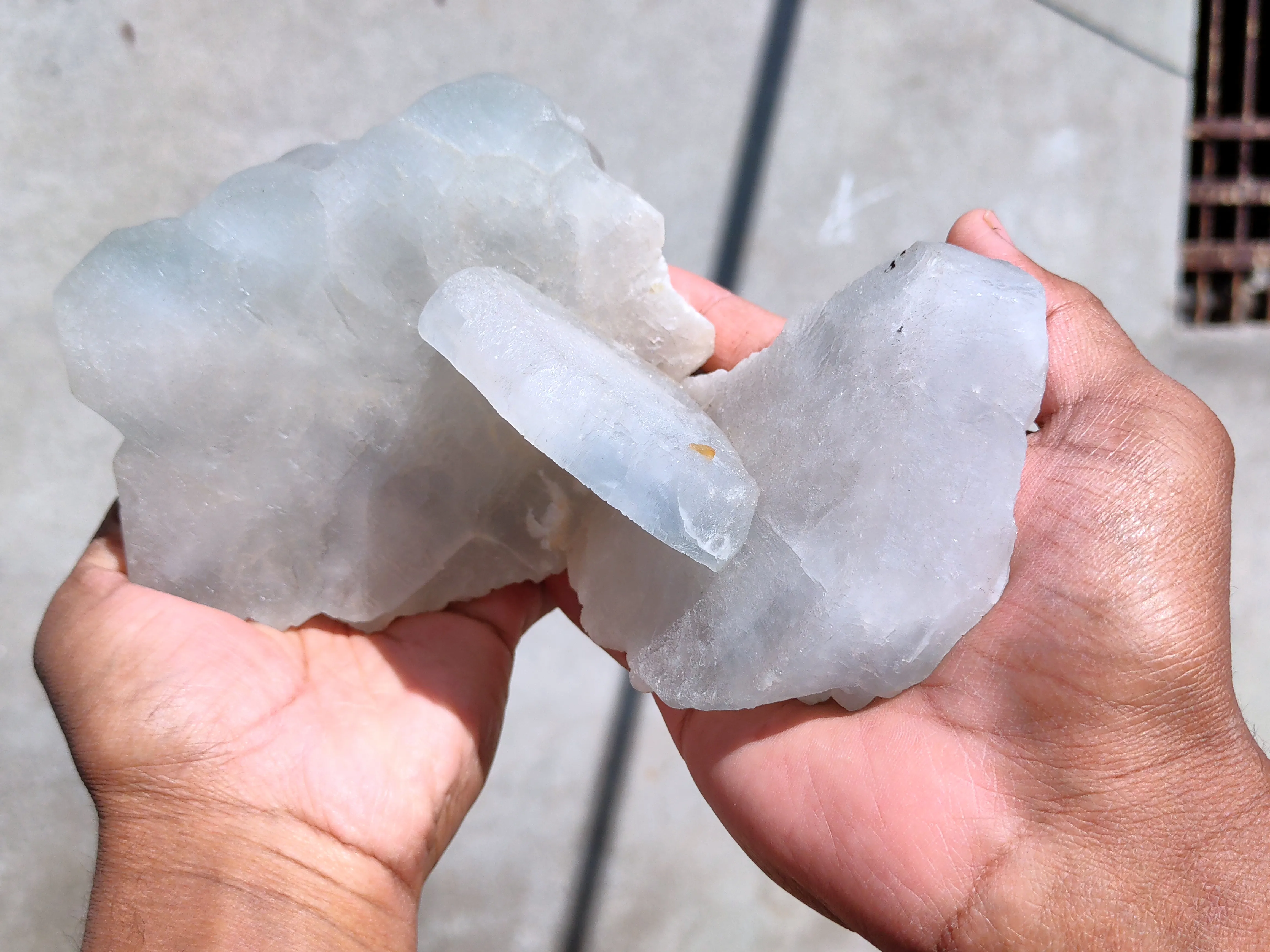 Large Blue Barite with Yellow Calcite. - image 6