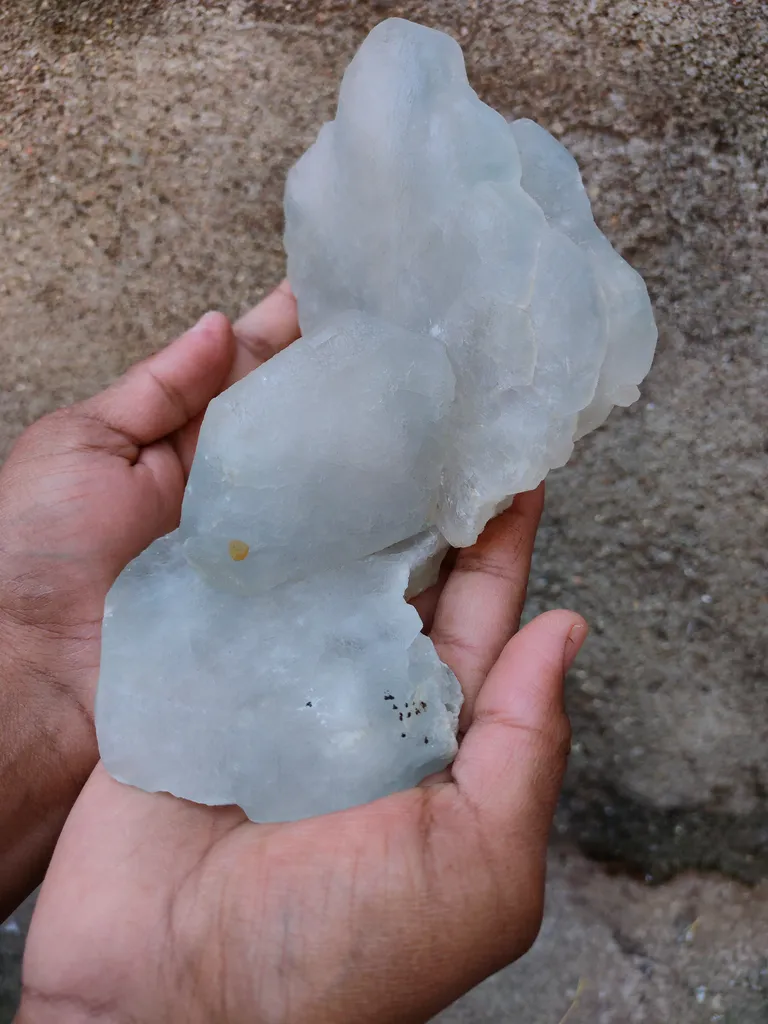 Large Blue Barite with Yellow Calcite. - image 8