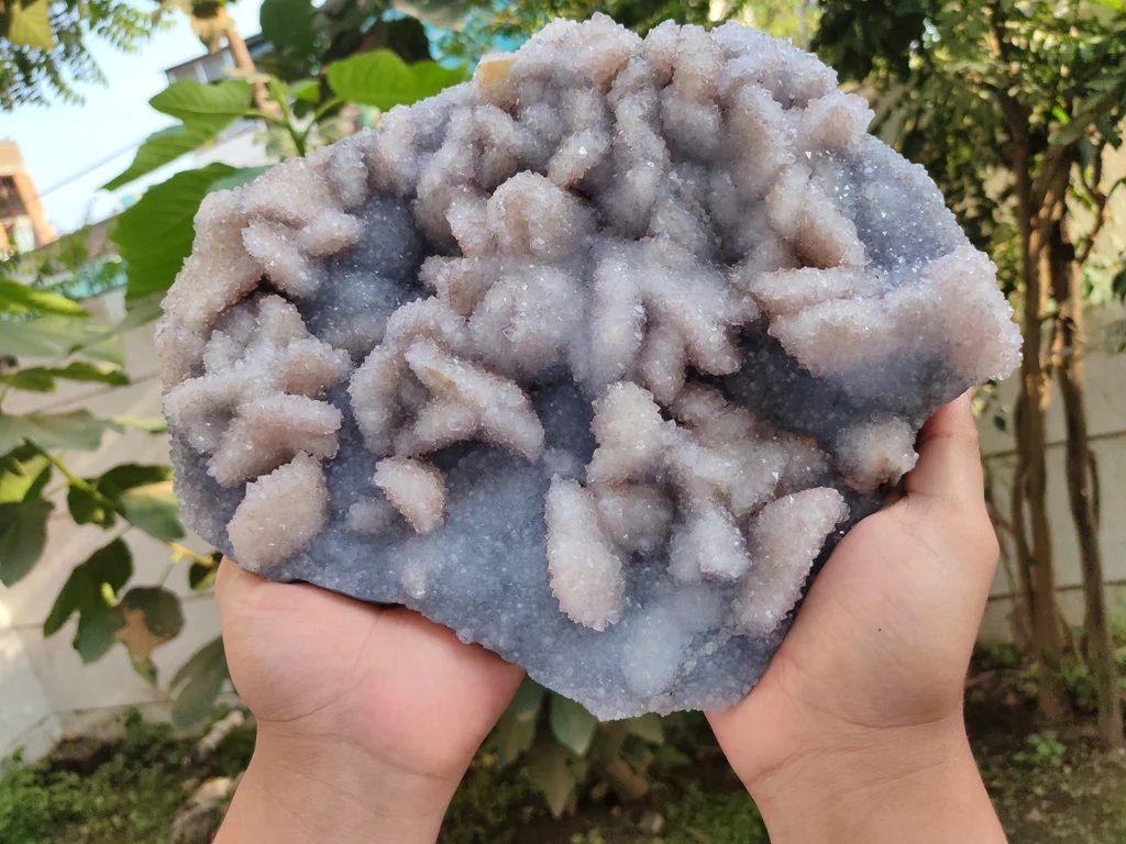 Large Blue Quartz With Coating Calcite from India - image 9