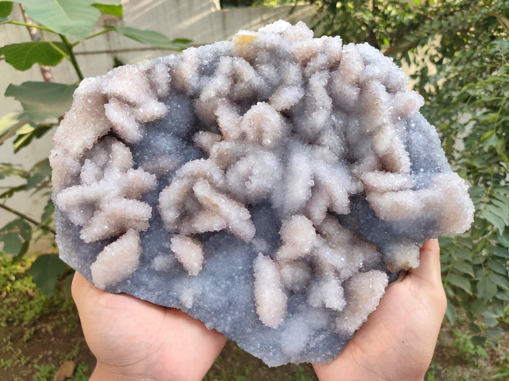 Large Blue Quartz With Coating Calcite from India - image 8