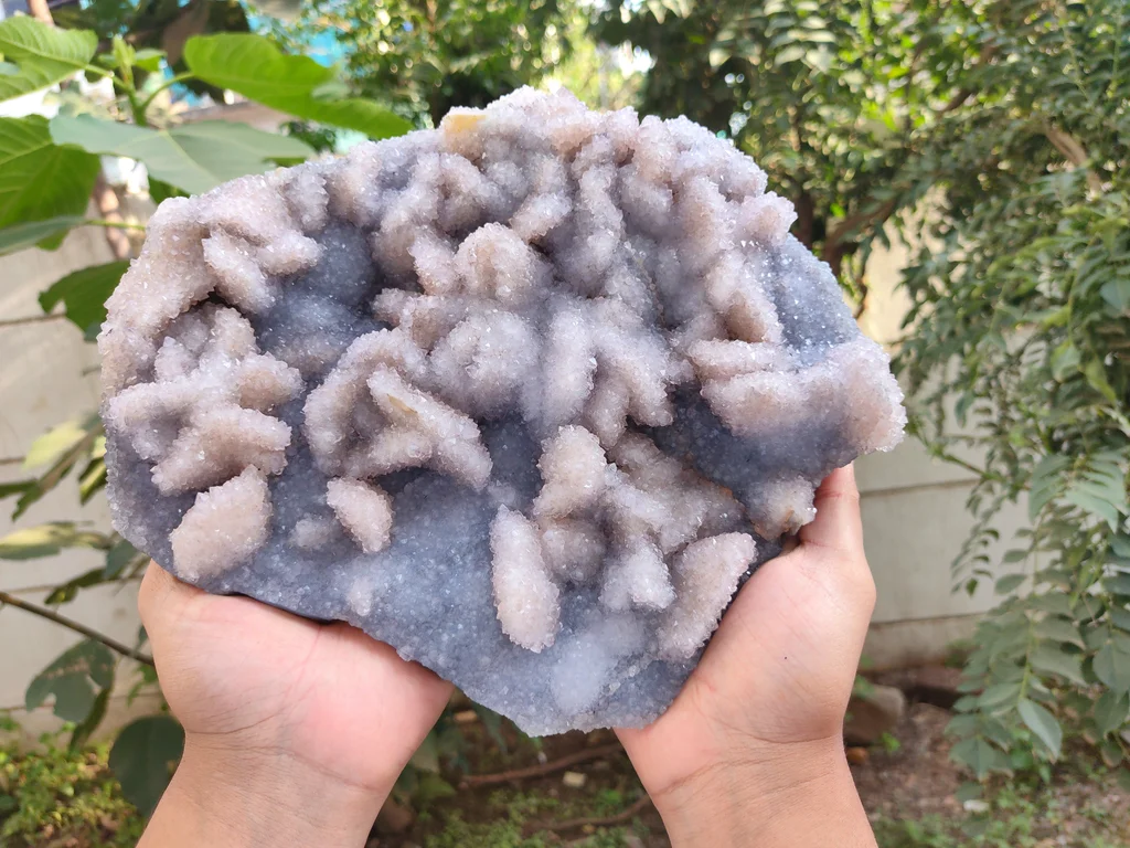 Large Blue Quartz With Coating Calcite from India - image 2