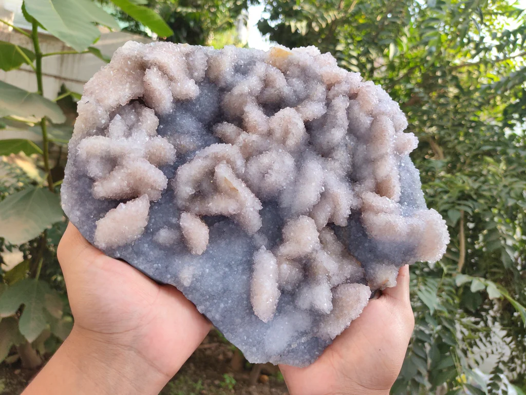 Large Blue Quartz With Coating Calcite from India - image 5