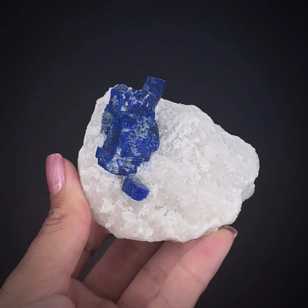 Lazurite (Lapis) ps. Phlogopite on Calcite - image 2